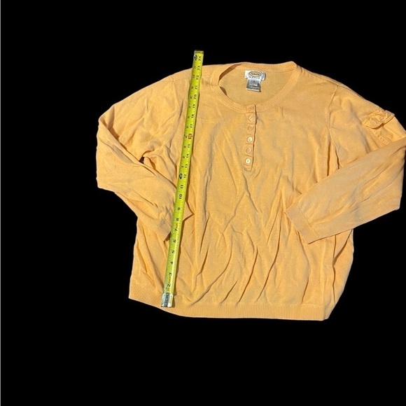 Talbots Women’s Linen Blend Plus Size 1X Pale Orange Sweater Sleeve Pocket - Picture 8 of 11